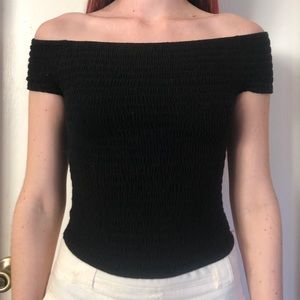 Black ribbed top